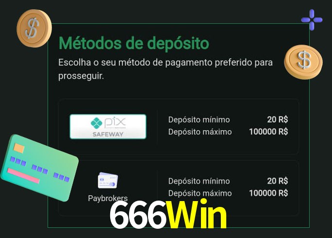 O cassino 666Win oferece uma grande variedade de métodos de pagamento
